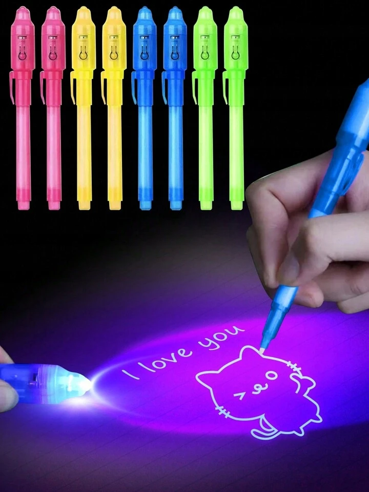 Bez Marki UV LED rašiklis su nematomais užrašais, juodos spalvos