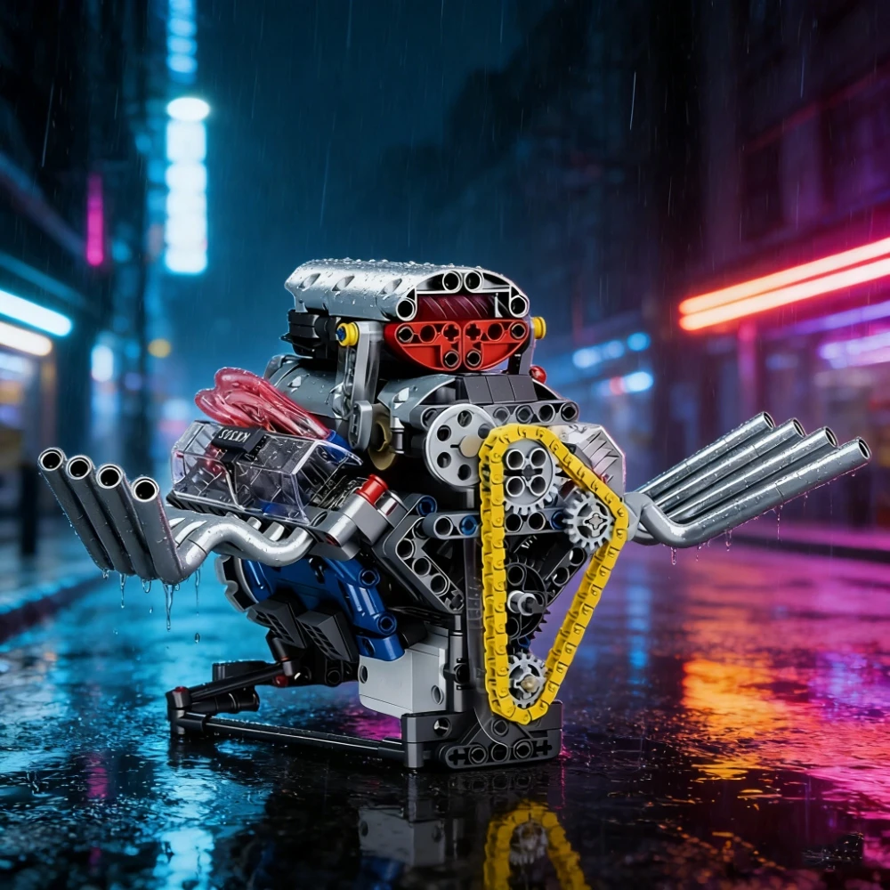 Bez Marki V8 VARIKLIO KONSTRUKCIJOS RINKINYS, AUTOMOBILIO VARIKLIO MODELIS, UŽJUNGIMO BLAKAI