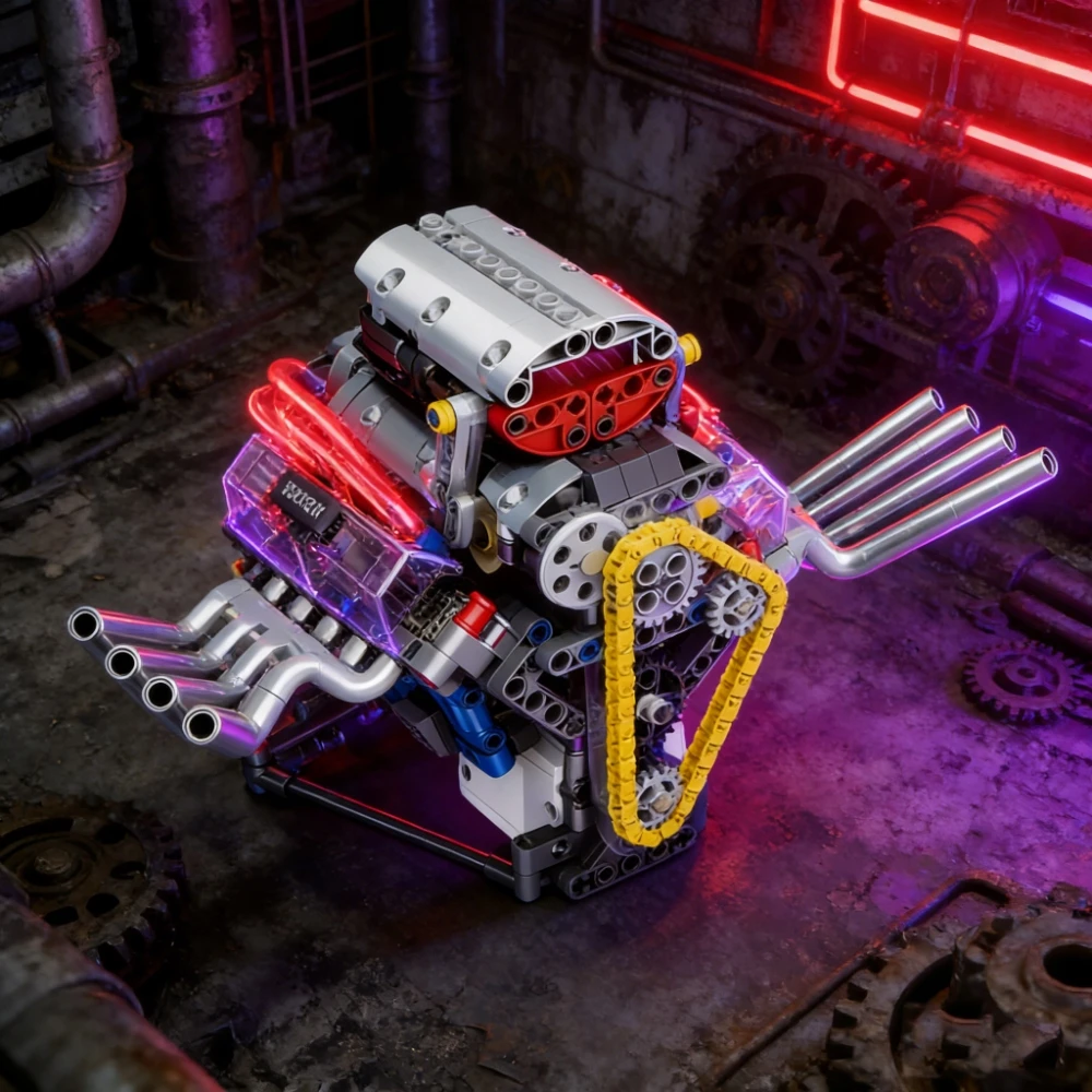 Bez Marki V8 VARIKLIO KONSTRUKCIJOS RINKINYS, AUTOMOBILIO VARIKLIO MODELIS, UŽJUNGIMO BLAKAI