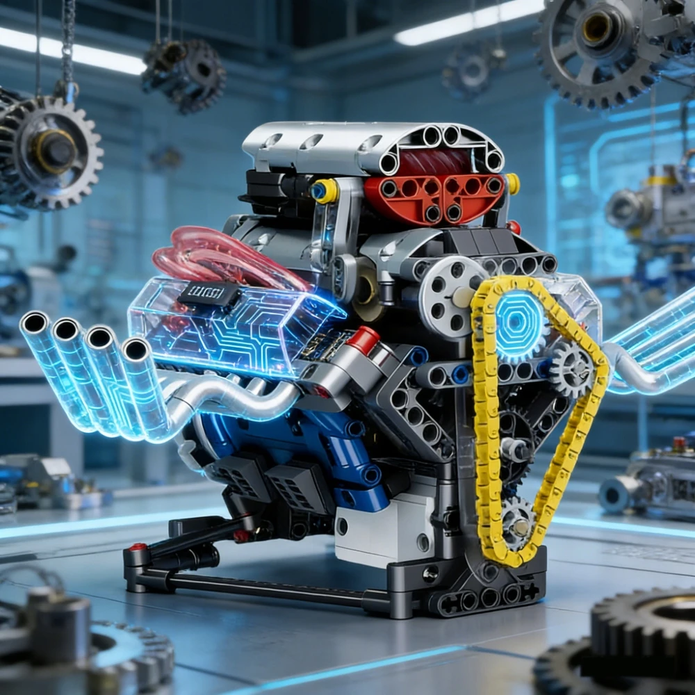 Bez Marki V8 VARIKLIO KONSTRUKCIJOS RINKINYS, AUTOMOBILIO VARIKLIO MODELIS, UŽJUNGIMO BLAKAI