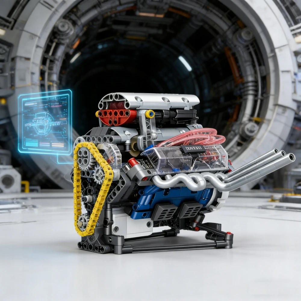 Bez Marki V8 VARIKLIO KONSTRUKCIJOS RINKINYS, AUTOMOBILIO VARIKLIO MODELIS, UŽJUNGIMO BLAKAI