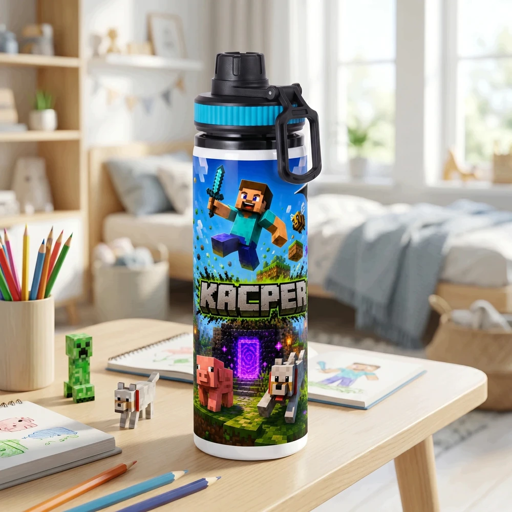 Bez Marki Vaikiškas aliuminio vandens butelis su pavadinimu 850ml MINECRAFT