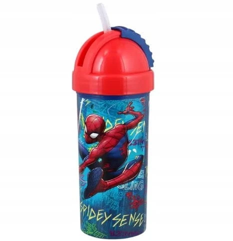 Bez Marki Vaikiškas vandens butelis mokyklai su užrakinamu puodeliu Spiderman Marvel 400ml