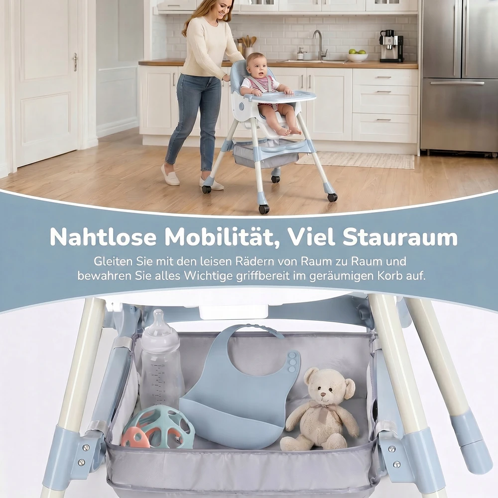 Bez Marki VAIKŲ MAITINIMO KĖDĖ, REGULIUOTA, DAUGIAFUNKCINĖ 3IN1 SU DĖKLĖLIU