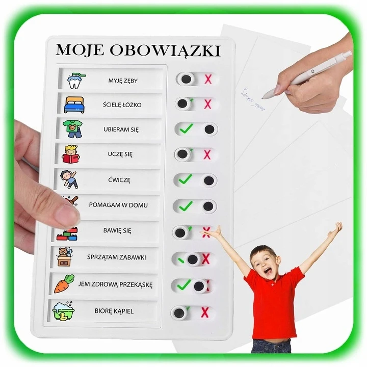 Bez Marki VAIKŲ MOTYVAVIMO LENTA PAREIGŲ SĄRAŠAS SU ATSAKOMYBĖMIS + 10 LAPŲ