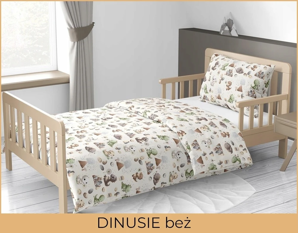 Bez Marki VAIKŲ patalynė 140x200 vaikui 100% medvilnė SERTIFIKATAS Dinusie rusvai gelsvas