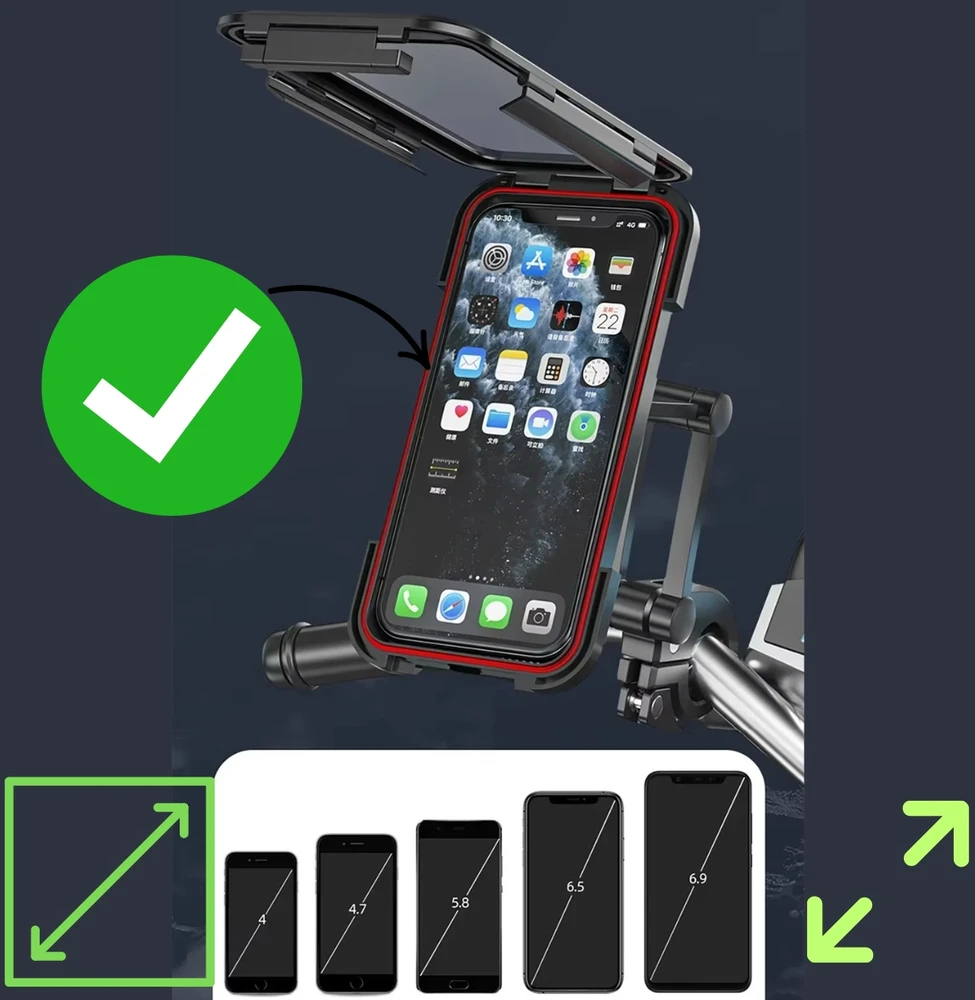 Bez Marki Vandeniui atsparus telefono laikiklis dviračiui, motociklui, vežimėliui, 360°