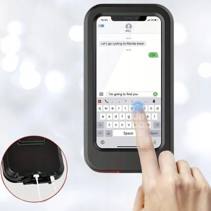 Bez Marki Vandeniui atsparus telefono laikiklis dviračiui, motociklui, vežimėliui, 360°