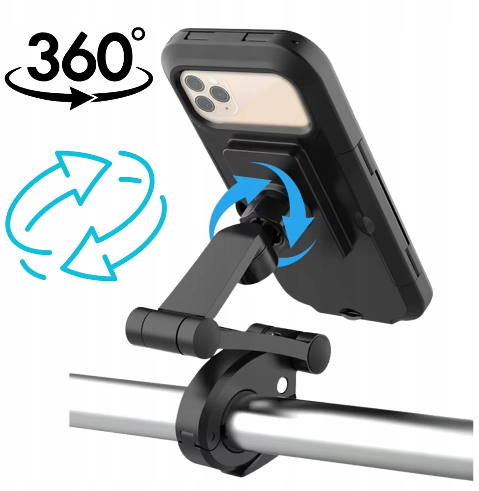 Bez Marki Vandeniui atsparus telefono laikiklis dviračiui, motociklui, vežimėliui, 360°