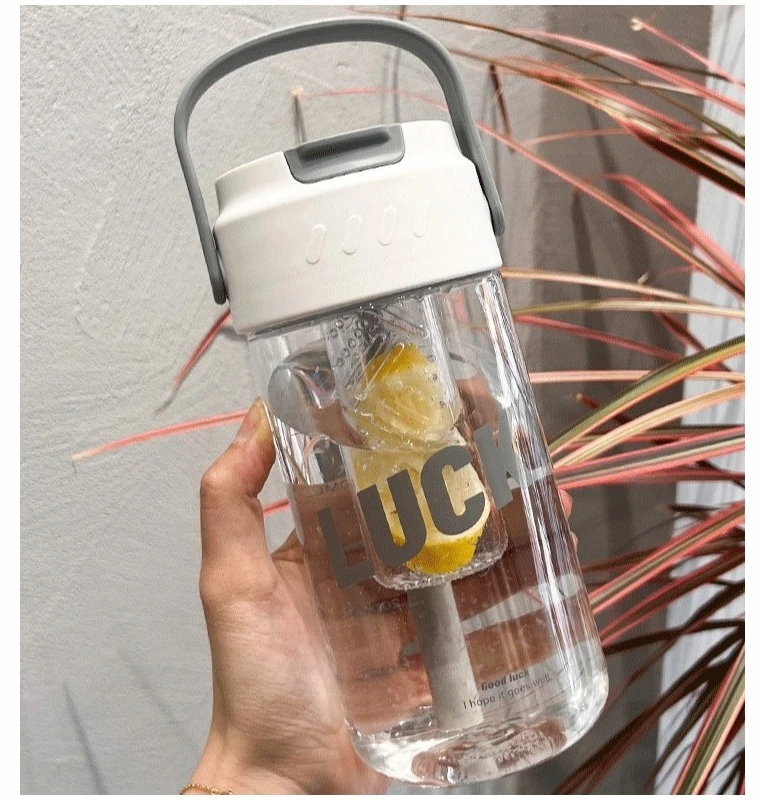 Bez Marki Eu Sandelis Butelis, vandens buteliukas su krepšeliu ir šiaudeliu 800 ml Lucky BD36