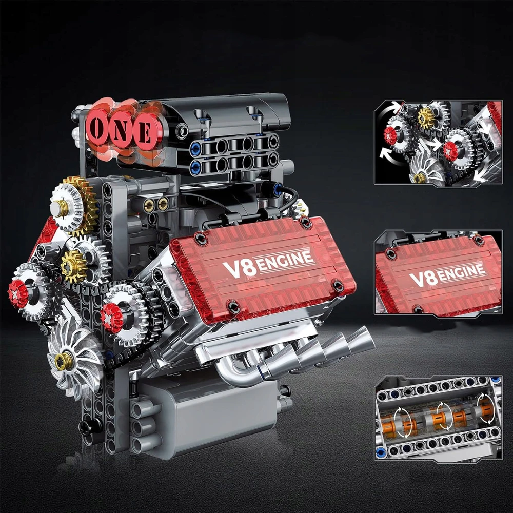 Bez Marki VARIKLIO MODELIŲ RINKINYS, MINI V8, KONSTRUKCINIAI BLAKAI, STATYBINIAI ŽAISLAI