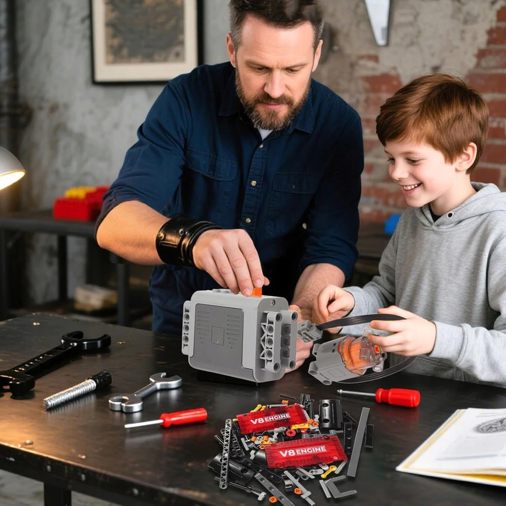 Bez Marki VARIKLIO MODELIŲ RINKINYS, MINI V8, KONSTRUKCINIAI BLAKAI, STATYBINIAI ŽAISLAI