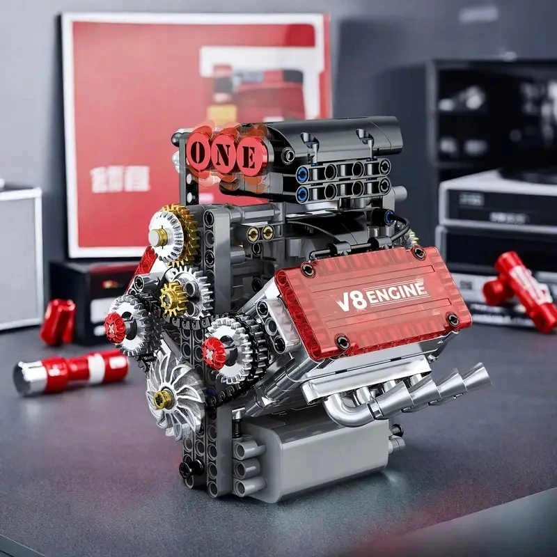 Bez Marki VARIKLIO MODELIŲ RINKINYS, MINI V8, KONSTRUKCINIAI BLAKAI, STATYBINIAI ŽAISLAI