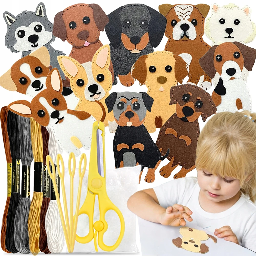 Bez Marki VELTININIAI GYVŪNAI ŠUNIŲ SIUVIMO VAIKAMS DIY DOG ŠUNIŲ RINKINYS iš 12