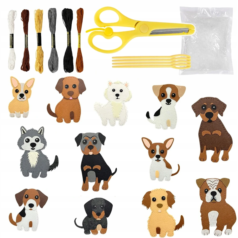 Bez Marki VELTININIAI GYVŪNAI ŠUNIŲ SIUVIMO VAIKAMS DIY DOG ŠUNIŲ RINKINYS iš 12