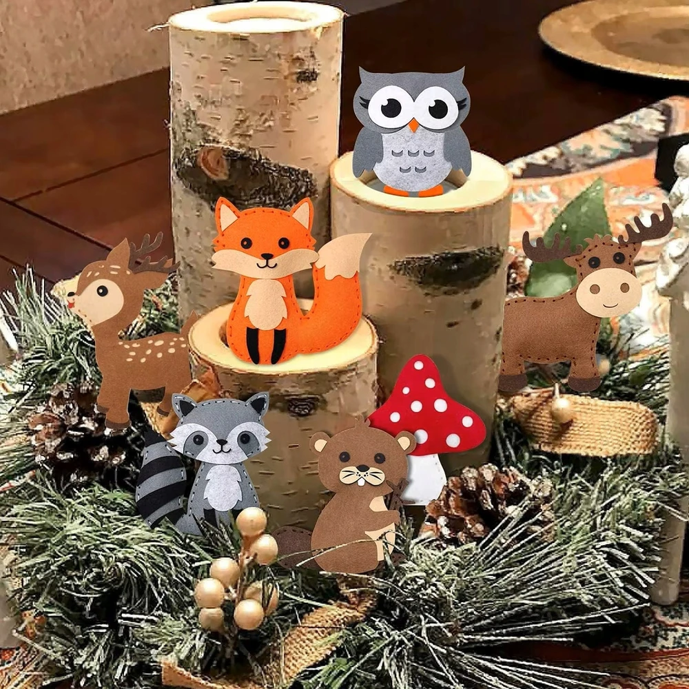 Bez Marki VELTININIO SIUVIMO RINKINYS MIŠKO GYVŪNAI DIY MIŠKO PELĖDA 12 VNT VAIKAMS