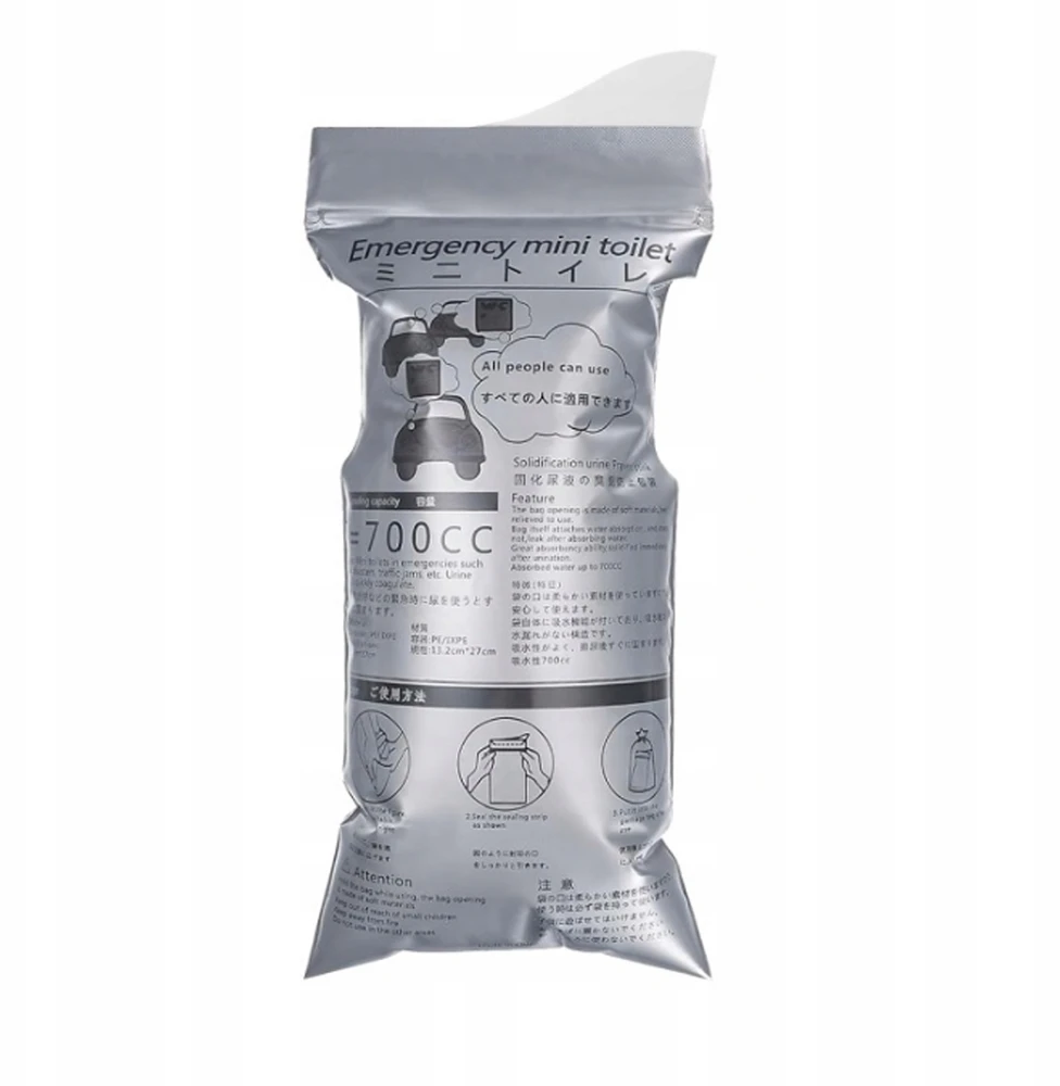 Bez Marki Vienkartiniai avariniai tualeto maišeliai 700 ml, turistams, 12 vnt.