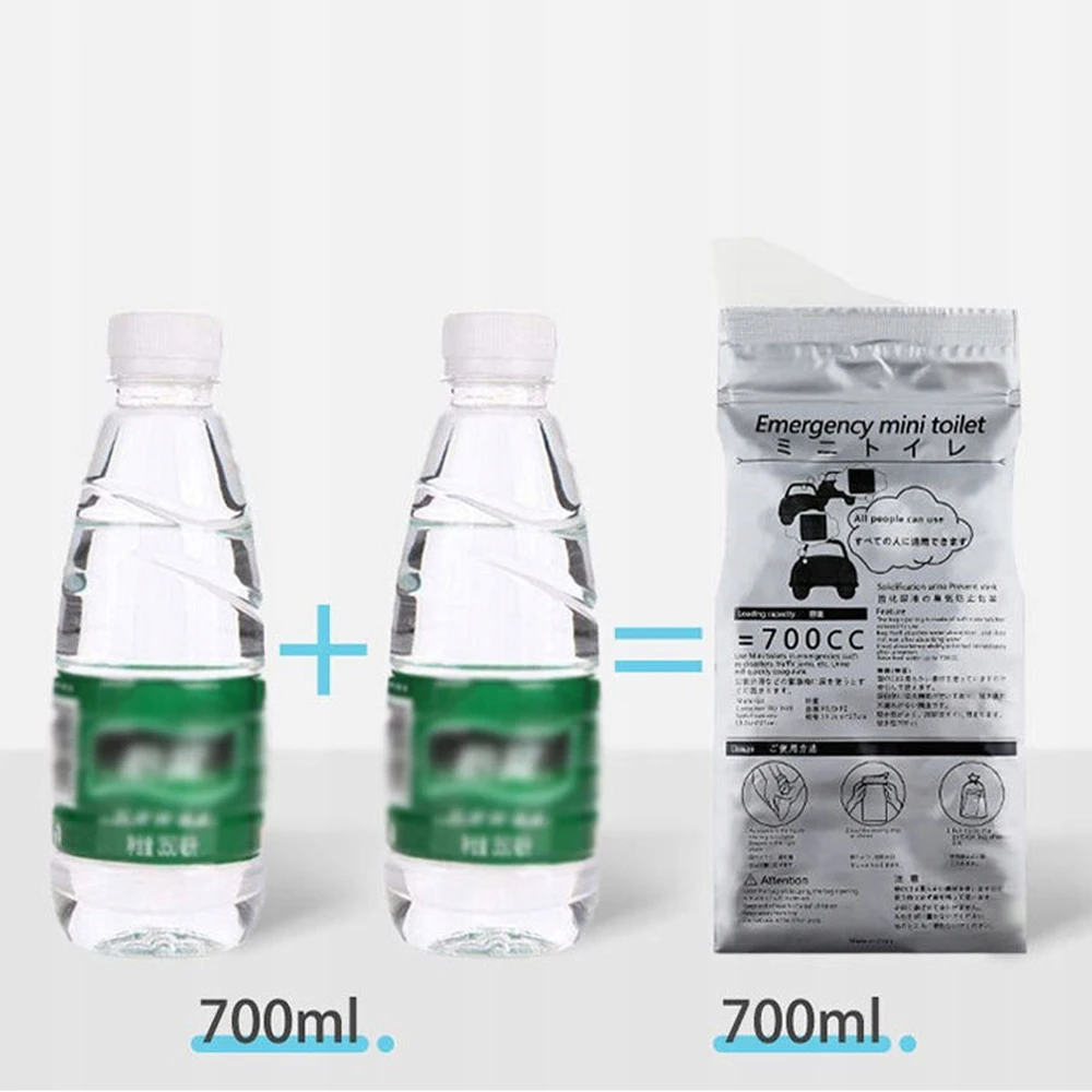 Bez Marki Vienkartiniai avariniai tualeto maišeliai 700 ml, turistams, 12 vnt.