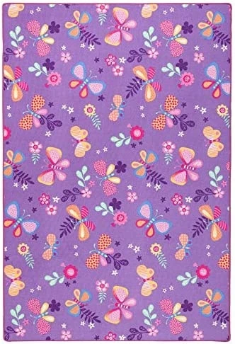 Bez Marki Violetinis Dywan Dziewczynki 140x200 Motyle kwiatki
