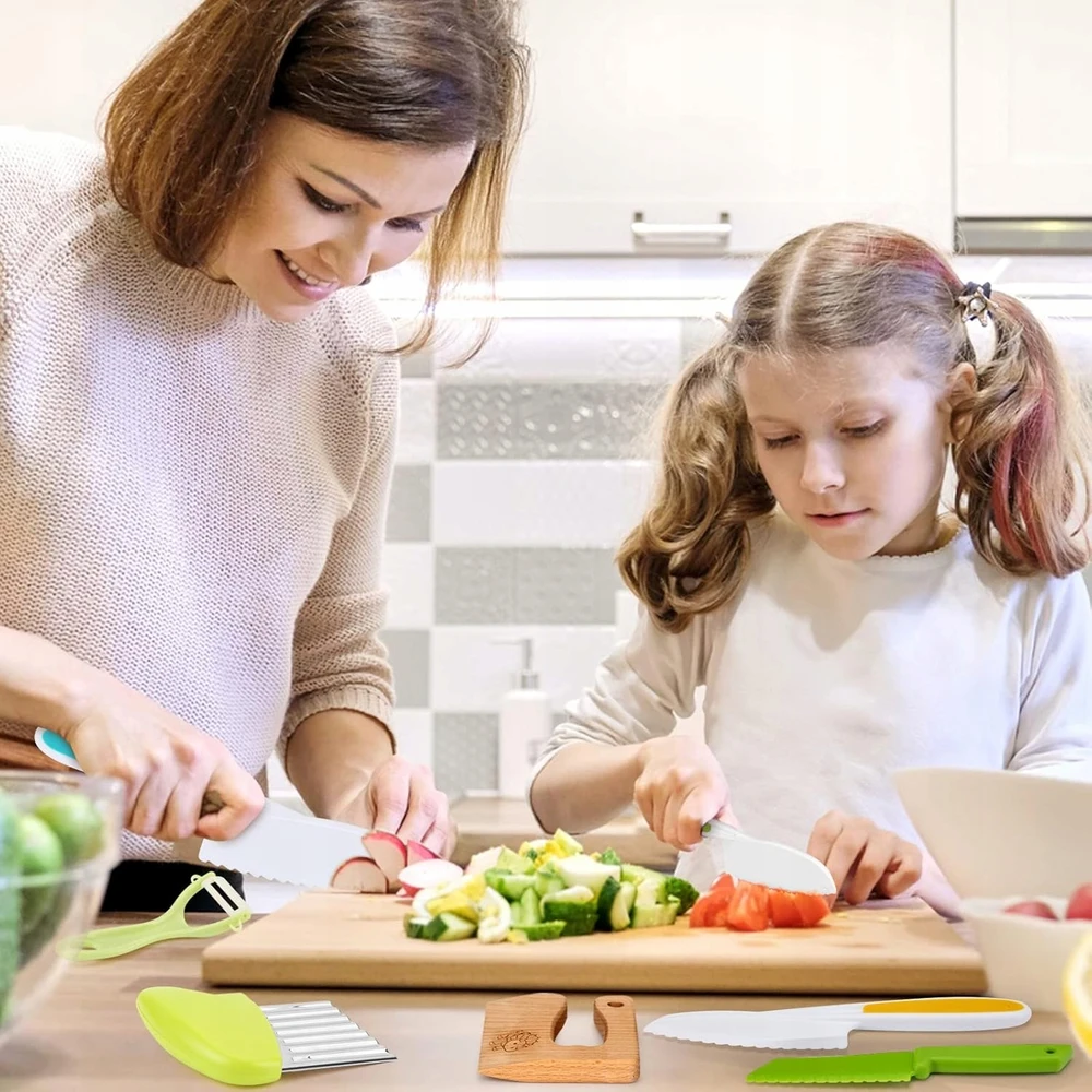Bez Marki Virtuvinių peilių rinkinys vaikams 8 vnt Montessori Be BPA Dovana nuo 2 metų