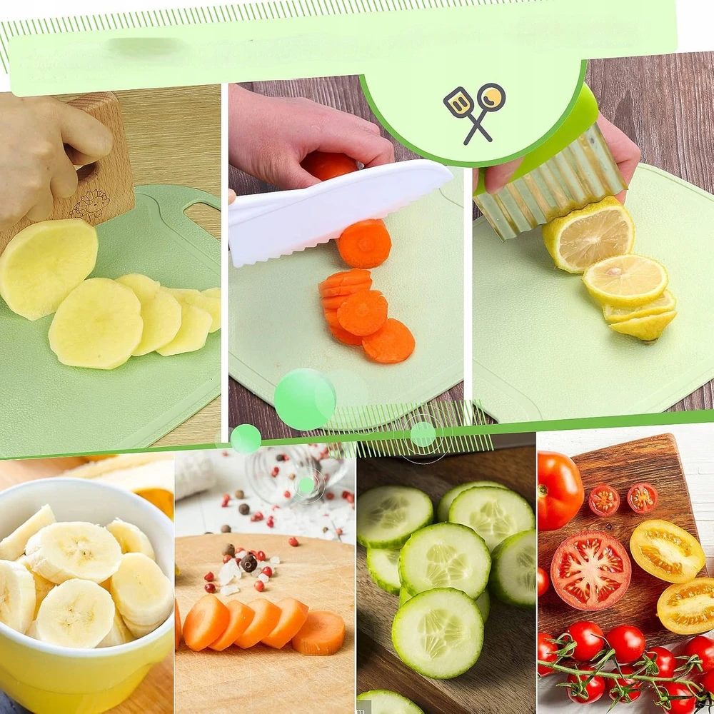 Bez Marki Virtuvinių peilių rinkinys vaikams 8 vnt Montessori Be BPA Dovana nuo 2 metų
