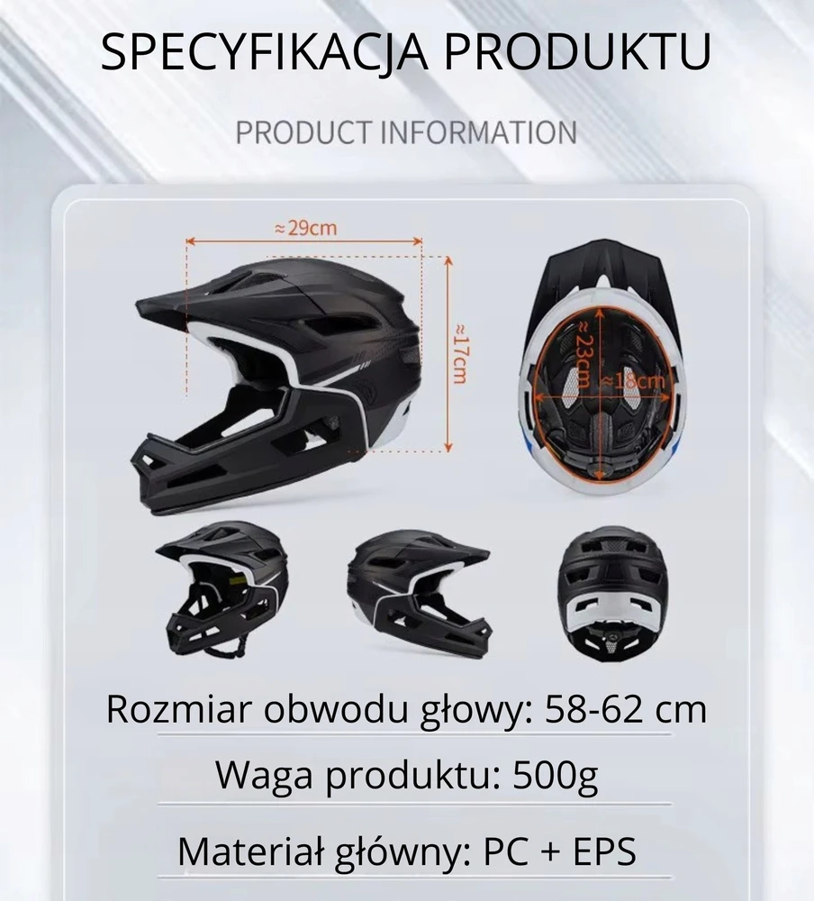 Bez Marki Visą veidą dengiantis MTB dviračio šalmas su nuimama viso veido burna 58-62 cm