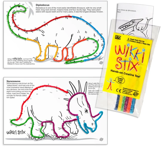 Bez Marki Wikki Stix vaško stygos PARTY DINO rinkinys