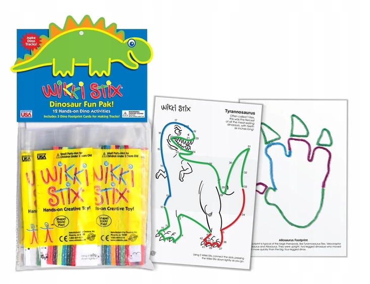 Bez Marki Wikki Stix vaško stygos PARTY DINO rinkinys