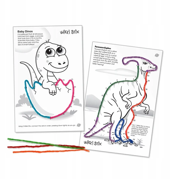 Bez Marki Wikki Stix vaško stygos PARTY DINO rinkinys