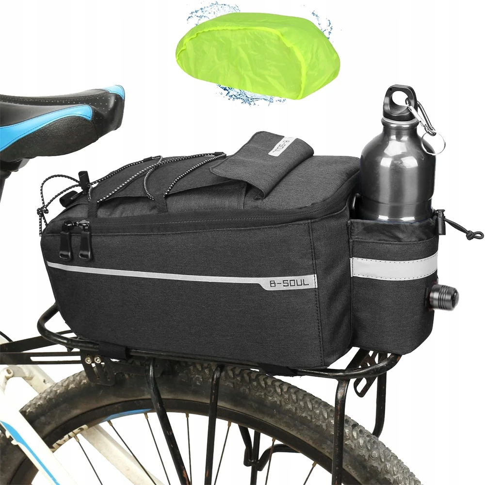 Bez Marki WODOODPORNA SAKWA ROWEROWA NA BAGAŻNIK POJEMNA KREPŠYS Z ODBLASKAMI 10L KUFER