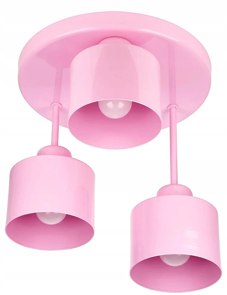 Bez Marki WULKAN 3 Lampa sufitowa - Dziecięca, metalo sp., rožinė 3xE27