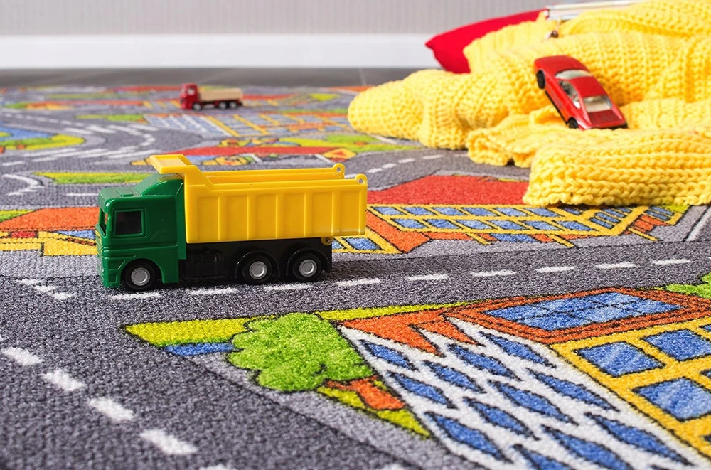 Bez Marki Wykładzina Dywan dziecięcy pilka CARS ULICA MIASTO 150x200 cm MIĘKKI