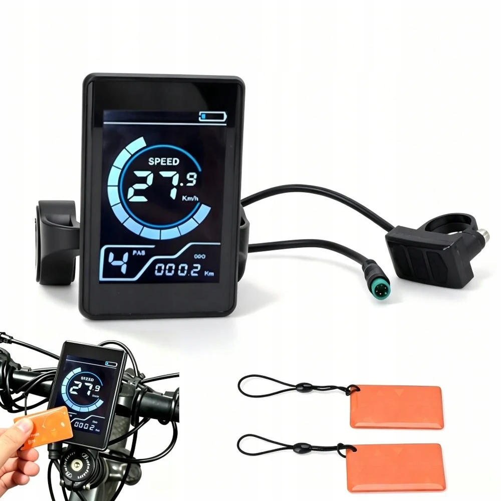 Bez Marki WYŚWIETLACZ LCD LICZNIK Z 2 NFC KARTY 5PIN DO ROWERY HULAJNOGI ELEKTRYCZNE