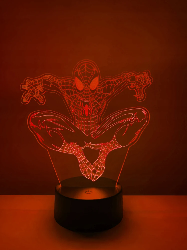 Bez Marki XL Lampka Nocna LED 3D Spider-Man Spiderman Marvel 16 kolorów + Pilot