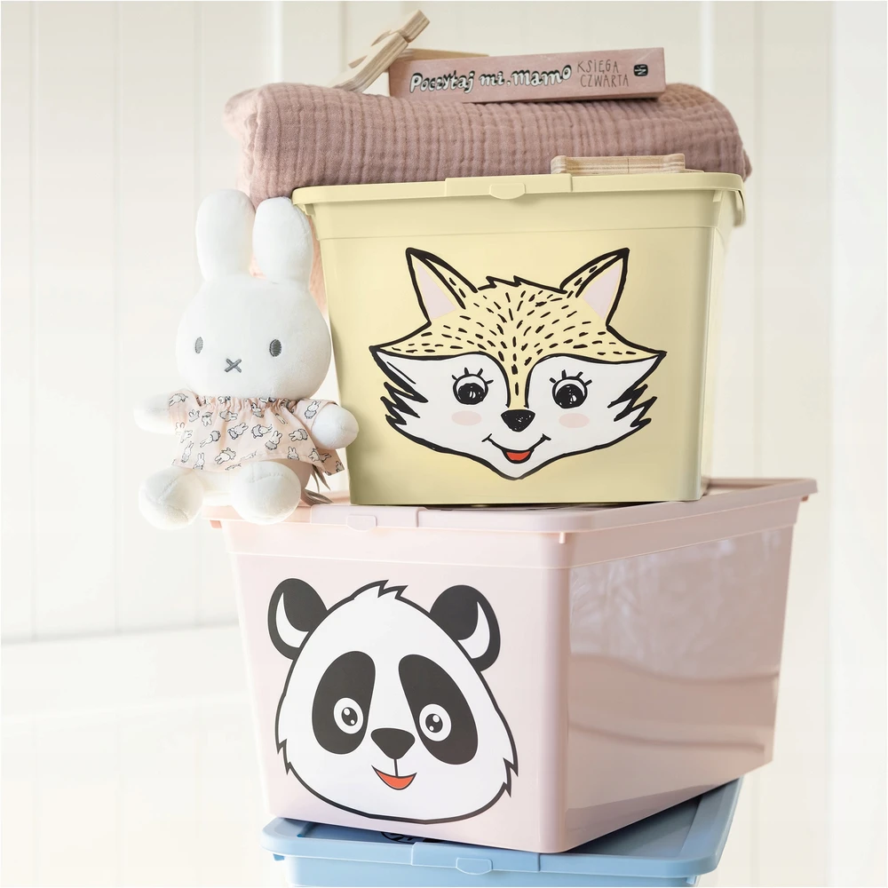 Bez Marki XL POJEMNIK KUFER ZAMYKANY NA ZABAWKI DLA DZIECI LISEK Geltonas BPA FREE 30L