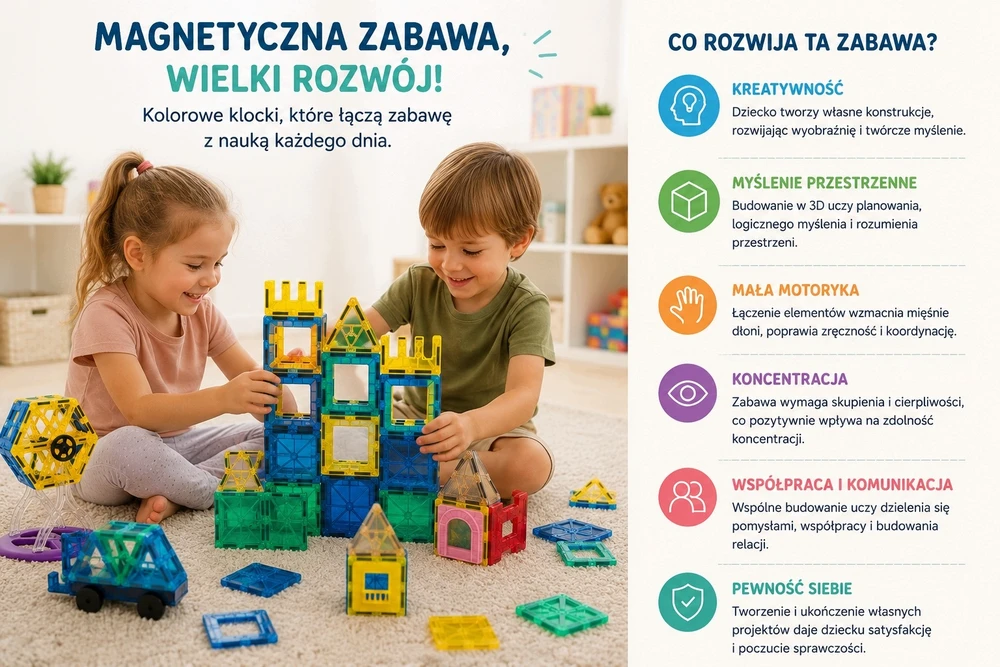 Bez Marki XXL Magnetiniai blokeliai 70 vnt. Kūrybingi dideli blokai, stiprūs 3D magnetai