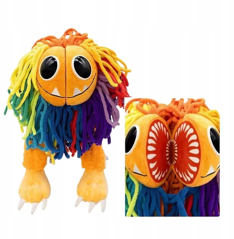 Bez Marki Yarnaby pliušinis žaislas, spalvingas liūtas iš Poppy Playtime 4, su magnetu, 25 cm