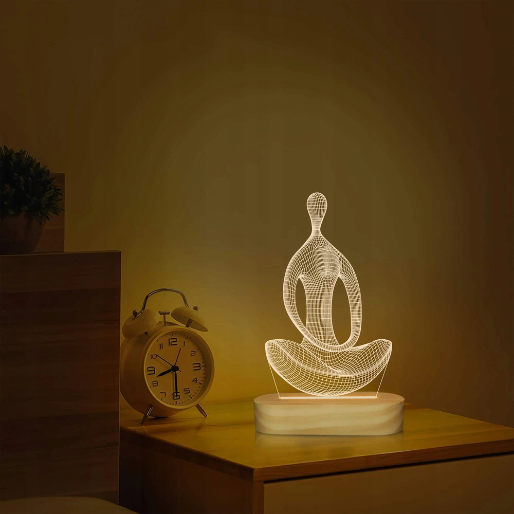 Bez Marki YOGA LAMPA LED 3D NOCNA DLA KOBIET MEDYTACJA PREZENT URODZINOWY USB