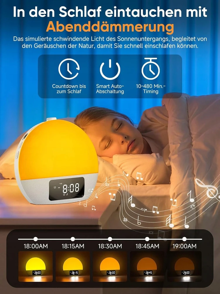 Bez Marki Žadintuvas świetlny Foryond YF-01 Bluetooth Projekcja RGB Baltas