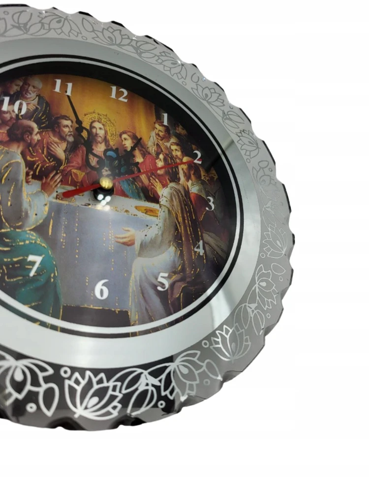 Bez Marki ZEGAR RELIGIJNY JEZUS OKRĄGŁY TARCZA ANALOGOWA STOJĄCY 20 CM