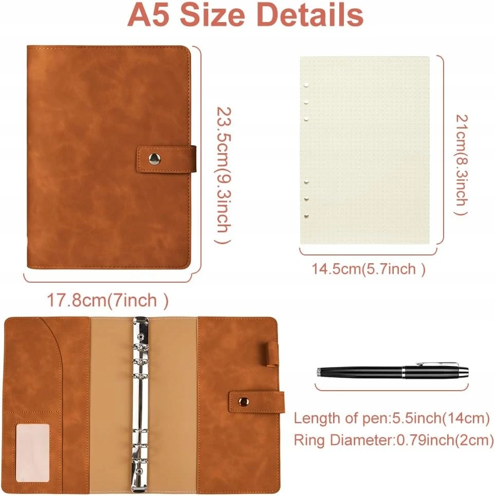 Bez Marki ŽIEDAS A5 RUDOS KNYGOS SKYRIAUS ORGANIZATORIUS Binder DOTS
