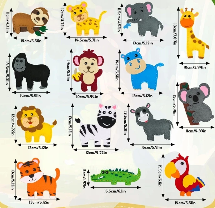 Bez Marki Zoo Felt gyvūnų siuvimo rinkiniai CREATIVE FELT UNICORNS SET