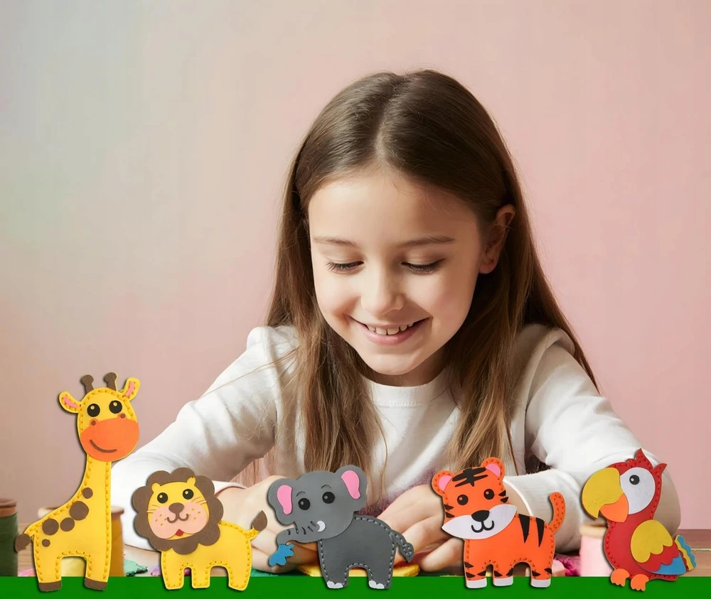 Bez Marki Zoo Felt gyvūnų siuvimo rinkiniai CREATIVE FELT SET su dėžute
