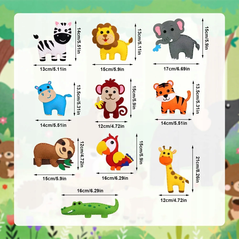 Bez Marki Zoo Felt gyvūnų siuvimo rinkiniai CREATIVE FELT SET su dėžute