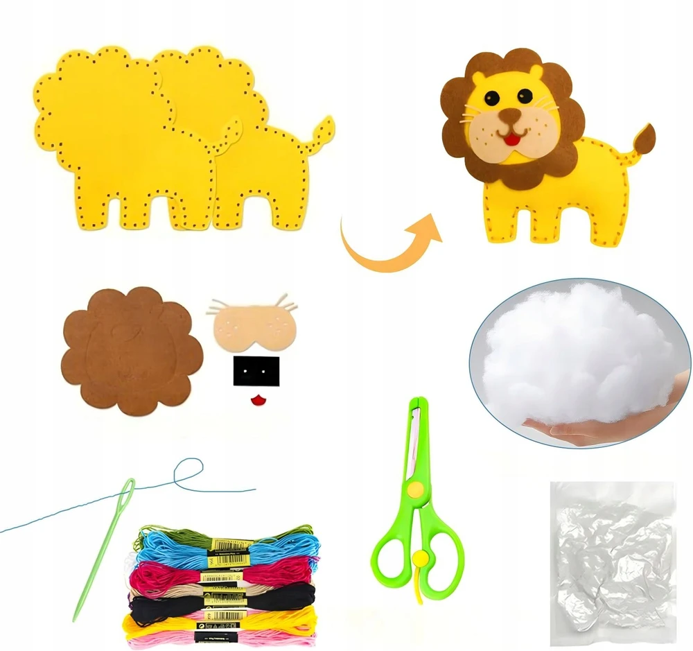Bez Marki Zoo Felt gyvūnų siuvimo rinkiniai CREATIVE FELT SET su dėžute
