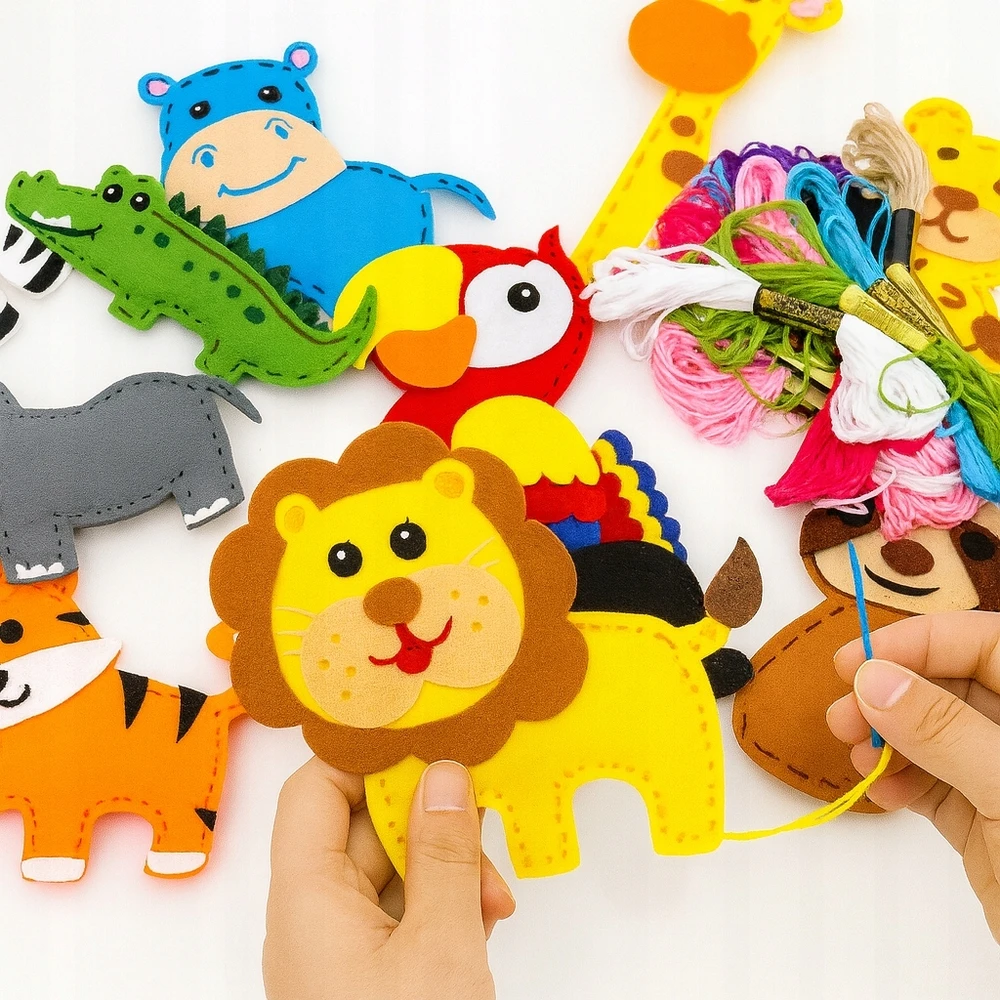 Bez Marki Zoo Felt gyvūnų siuvimo rinkiniai CREATIVE FELT SET su dėžute