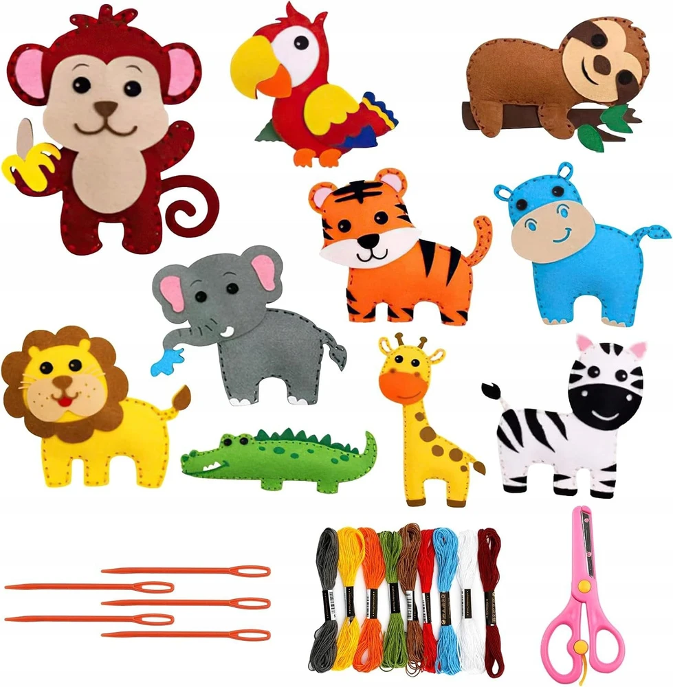 Bez Marki Zoo Felt gyvūnų siuvimo rinkiniai CREATIVE FELT SET su dėžute