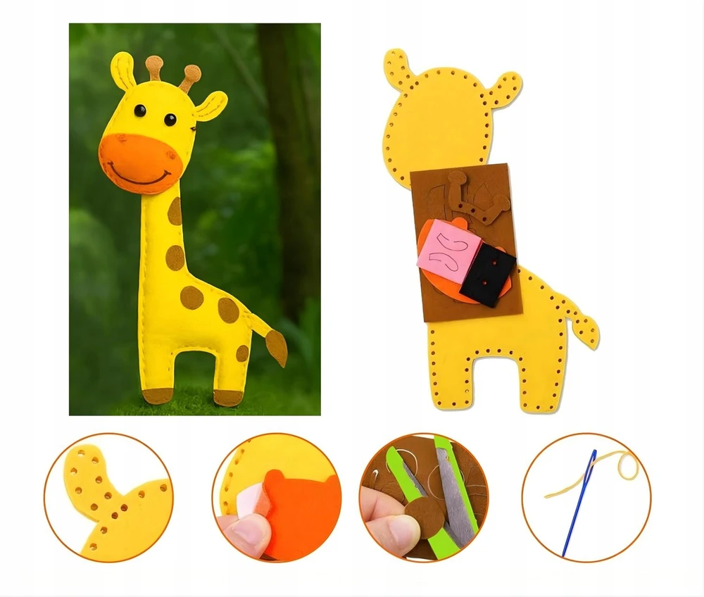 Bez Marki Zoo Felt gyvūnų siuvimo rinkiniai CREATIVE FELT SET su dėžute