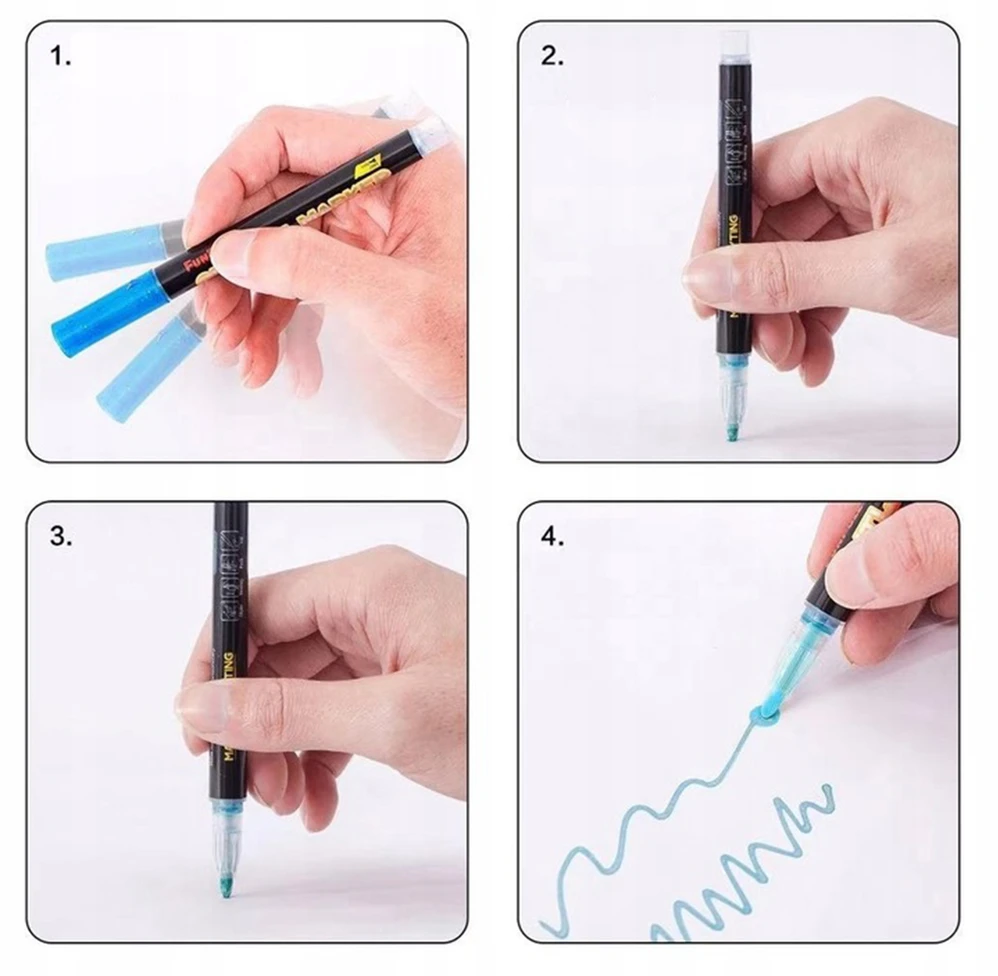 Bez Marki ŽYMEKLIAI MAGICAL METALIC MARKERS DVIGUBAI LINIJAI KONTŪRINIAI ŽYMEKLIAI 12 vnt.