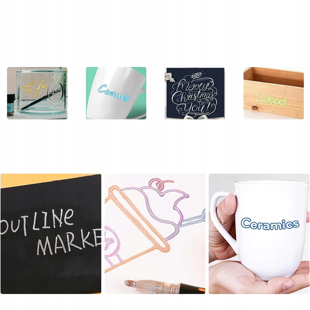 Bez Marki ŽYMEKLIAI MAGICAL METALIC MARKERS DVIGUBAI LINIJAI KONTŪRINIAI ŽYMEKLIAI 12 vnt.